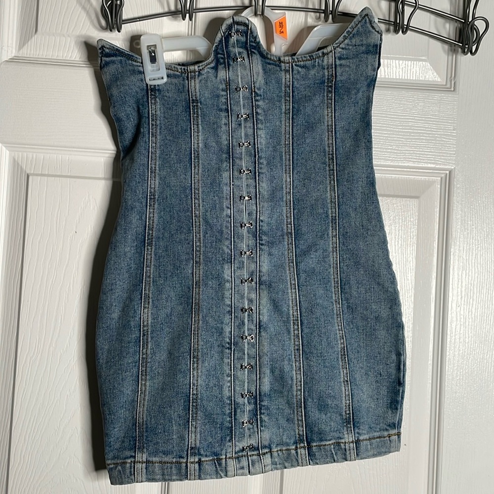 N°1 Los Angeles denim corset mini dress